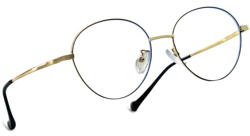 Joopin Blåljus Filter Glasögon Dam Herr Datorglasögon Spelglasögon Vintage Runda Metallram Transparenta Solglasögon Blåljus Glasögon Män Kvinnor Svartguld