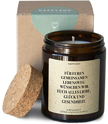Hochzeit Geschenk Duftkerze im Glas mit Spruch aus Soja - natürlich handgemacht vegan nachhaltig - Hochzeitsgeschenk Geschenkidee zur Hochzeit für Brautpaar Glückwünsche Heirat