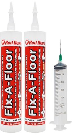The Original Fix-A-Floor Loose Tile Repair Adhesive with Syringe - Tile, Porcelain, Ceramic, Marble, Stone & Wood Floor Repair Adhesive - Pack of 2