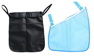 YOLENDAR 2PCS Pack Baby Stroller Organizer, Toddle Mesh Stroller Organizer for Bottle Nappy Baby Cloth, Detachable Straps,Set With Side Sling Stroller Cargo Bag(BLACK B)