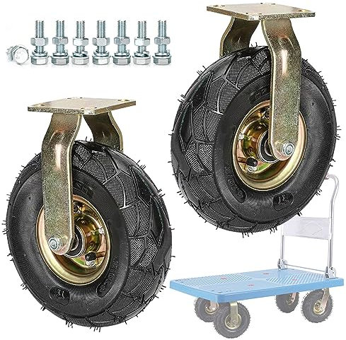 Schwerlast Transportrollen 2 Stück, 200mm 250mm Luftreifen Gummi Industrierollen, Ersatz Lenkrolle Mit Bremse, Für Trolleys, DIY, Möbelroller, Werkbank Rollen, Tragfähigkeit 200KG Pro Rolle ( Color :