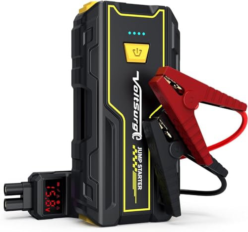 Batería Portátil de Arranque para Coches 12V - 4000A de Corriente Máxima - Arrancador de Emergencia para Motores de 7.0L Gasolina/5.5L Diésel - Powerbank con Linterna LED - Compacto y Liviano