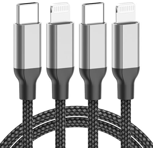 Cavo USB C Lightning 2m [2 pezzi], cavo di ricarica lungo certificato MFi Cavo di ricarica veloce USB C Lightning con sincronizzazione dei dati per iPhone 14 13 12 11 Pro Max X 8 7 6 Plus - Nero