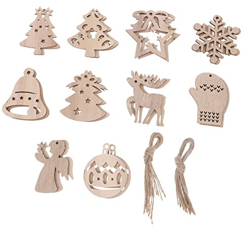 ABOOFAN 20 Stück Holzausschnitte Weihnachten Baum Glocke Rund Runde Scheiben Dekoration Weihnachtsdeko Basteln Bemalen Beizen Hängen Anhänger Für Geschenke Weihnachten