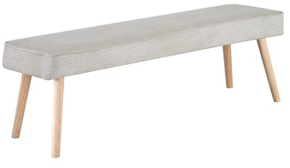 Esszimmerbank EMIL 120 cm – Sitzbank ohne Rückenlehne aus Kordstoff in Grau – Gepolsterte Bank mit Federkern – Massivholzbeine im skandinavischen Design – Ideal für Esszimmer, Flur oder Garderobe