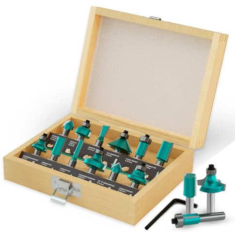 CSOOM Lot de 12 fraises professionnelles à tige de 8 mm pour le travail du bois avec des tondeuses en carbure de tungstène
