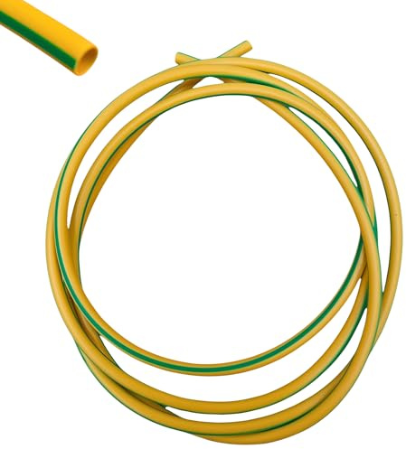 4mm Green & Yellow PVC Electrical Wire Sleeving - 5 Metres | Earth conductor identification and insulation sleeve