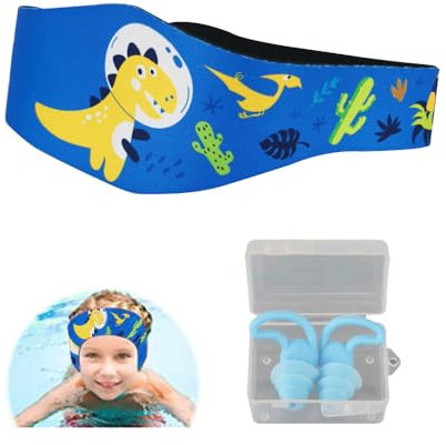 HSAJS Cinta Protectora Orejas Sirena Ajustable Tapones Silicona Natación Estuche Almacenamiento Impermeable Piscina Niños Adultos