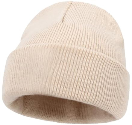iNelihoo Baby stickad mössa spädbarn mössa hatt dagis mössa dubbla lager stickad mössa barn varm mjuk höst vintermössor för baby pojkar flickor 0–6 år, Beige, S-M
