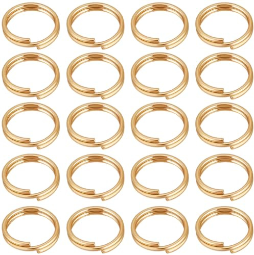 Beebeecraft 1 boîte de 200 Anneaux de Jonction à Double Boucle Plaqués Or 18 carats 304 Anneaux de Jonction Ouverts en Acier Inoxydable de 6mm Anneaux Ronds Fendus pour Bricolage Bracelet Collier