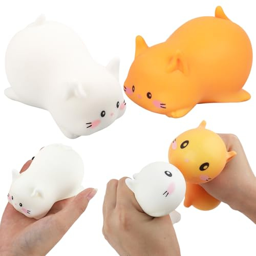 Lot de 2 jouets anti-stress pour chat mignon et enfants/adultes