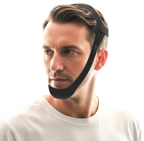 Chin Strap for Sleeping, CPAP Chin Strap, Anti Snoring, CPAP Chin Strap to Keep Mouth Closed, Adjustable, Breathable and Comfortable
