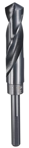 sourcing map 19.1mm (3/4) Drill Bit 3/8 Reduced Shank 3-Flat 4241 High Speed Steel Nitriding Black 118° for Soft Materials Wood Plastic Iron Copper Aluminum