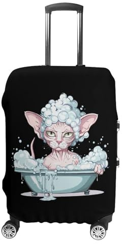 Bubbelbad Sphynx katt resa bagage överdrag tvättbart repfritt bagage resväska skydd, Stil, L