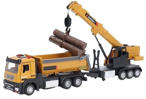 RIZGHWOY Autocarro con Cassone Ribaltabile per Bambini, Modello di Gru, Giocattolo Versatile, Resistente, Realistico, Ideale per Giochi di Costruzione (YELLOW)