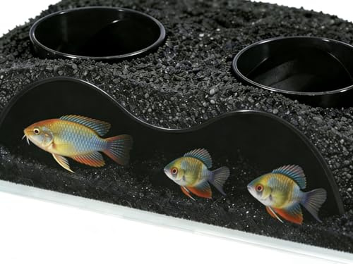GWPOP Aquarium Underground Tunnel Cave Natural Curve with Holes for Viewing, Fish Tank Decoration Hideout, for Cory Catfish, Shrimp, Loach and Pleco, Black