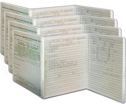 Fahrzeugschein Hülle - Schutzhülle [ 4 Stück ] für KFZ Schein Hülle 3-TLG passgenau, glasklar, dokumentenecht & faltbar - Zulassungsschein Hülle transparent - Mappe Etui aus PVC - L&P A250-4