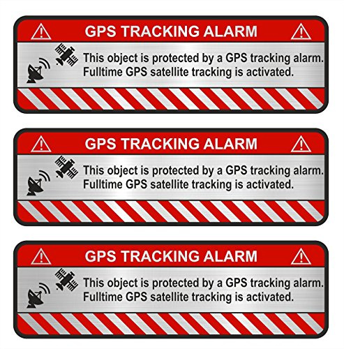 9x GPS Aufkleber Fahrrad Motorrad Auto -Finest Folia Alarm Warnung Anti Diebstahl Sticker Tracker gesichert (Aluminium Schliff Silber, R057 Object)