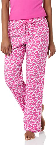 Amazon Essentials Pantalón de dormir de franela para mujer, azul claro/fucsia, floral, XL