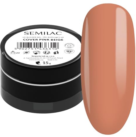 Semilac Constructor de uñas color rosa beige para uñas duras y fuertes y gel extensible, perfecto, fácil de aplicar, no daña, repara uñas rotas y dañadas, 15 g