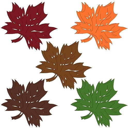 Yanmucy 10 tovagliette in feltro con foglia d'acero del Ringraziamento, antiscivolo, resistenti al calore, decorazioni autunnali, per la casa e la tavola (stile 2)