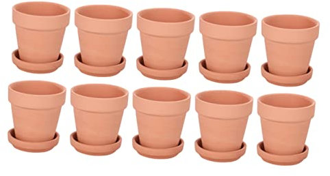 Kisangel Set Mit 10 Blumentöpfen Aus Keramik – Rote Terrakotta – Perfekt Für Kakteen Und Projekte – Glatt – Pädagogisches Hilfsmittel Für Die Schule