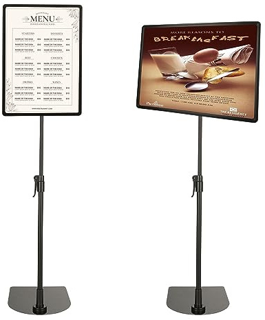 JMIATRY Soporte ajustable para pósteres A3, 2 soportes para carteles, marco de aluminio con esquina de seguridad y base estable, material de metal y plástico