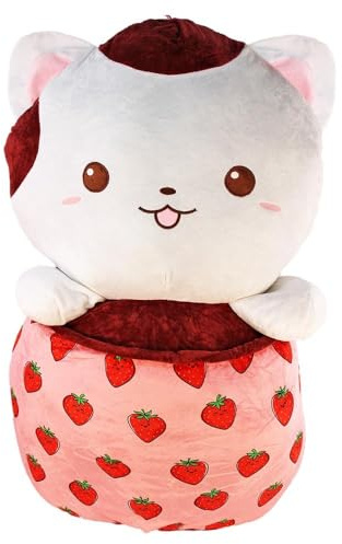 BEMIRO Katzen Kuscheltier im Bubble Tea rosa - ca. 60 cm