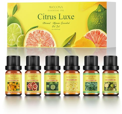 Ätherisches Set für Diffusor, 6x10ml Duftmischungen für Diffuser, einschließlich Grapefruit, ätherische Öle für Diffusor zu Hause oder im