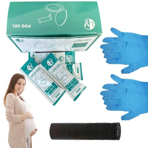 Gel Assorbente per Toilette Esterne - Gel per Toilette 20X, disinfettante per Toilette da Campeggio | Solidificatore di urina con 15 Sacchetti per la Pulizia e 2 Guanti per rifiuti di Animali