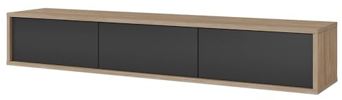 Lomadox Lowboard modern hängend oder stehend montierbar Eiche mit anthrazit Push-to-Open 3 Klappen 180x32x36 cm