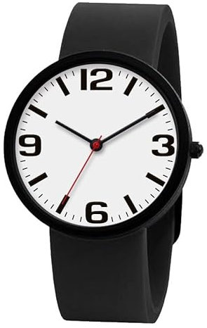 NUOVO Orologio unisex facile da leggere con numeri grandi, casual, analogico, al quarzo, impermeabile, sportivo, digitale, orologio da uomo, cinturino in silicone, bianco, Moderno