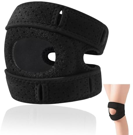 CHAOTEMAI Genouillère Rotulienne Réglable Attelle Genou Antidérapant Genouillère Sport Respirant Genouillères Ortho Décompression pour Rotule Femmes Hommes Course à Pied Saut Fitness