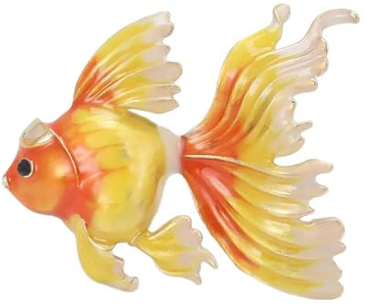 Luxuriöse goldfarbene Fisch-Brosche aus Metalllegierung, emaillierter Anhänger, wandelbare Anstecknadel für Damen, Party-Outfit, Accessoire, eleganter Fischverschluss, eine Größe, Wie beschrieben