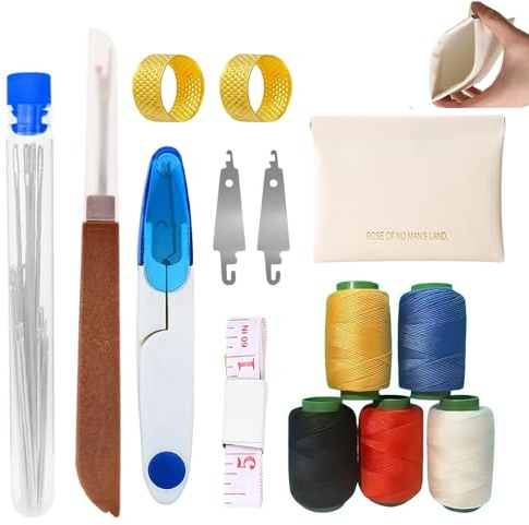 ZenithBurst Set da cucito 25 aghi in acciaio inossidabile con infila, 5 colori di filo per cucire, ditali, metro a nastro e scatola portaoggetti, accessori da cucito per principianti e professionisti
