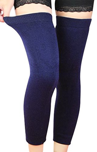 Men Women Thicken Long Stretchy Knee Sleeve Leg Warmers Winter Breathable Thermal Knee Brace Pads Support Protector Legging Stockings for Outdoor Sports Arthritis Tendonitis Navy Blue