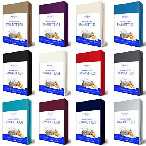 EllaTex Premium Stretch Spannbettlaken 200x220-220x240cm für WASSERBETTEN/BOXSPRINGBETTEN + 40 cm Steghöhe, ca. 200 g/m², in Farbe: Schwarz