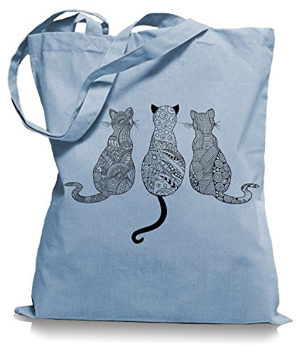 Ma2ca® Cats - Katzen Tragetasche/Bag/Jutebeutel WM101-skyblue