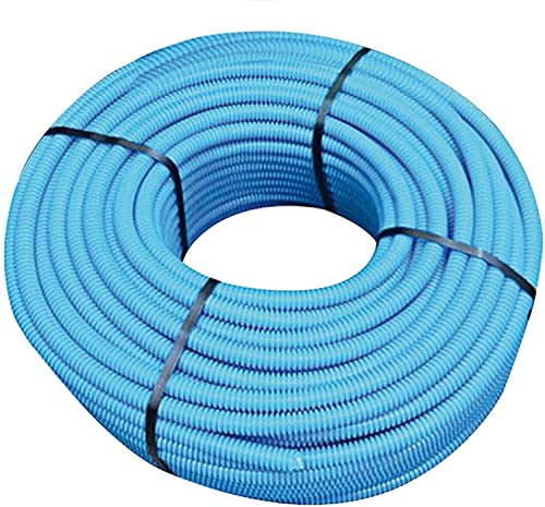Tubifor Tubo Protettivo isolante Corrugato pieghevole Autoestinguente con Tirafilo (Diametro 25 Azzurro 50 Metri)