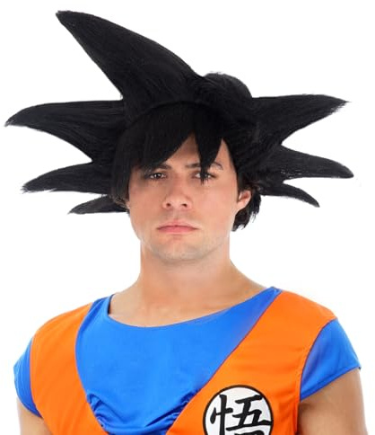 Chaks - Goku Saiyajin Perücke Herren, Anime Convention, Cosplay | Offizielles Dragon Ball Zubehör, Schwarze Anime Perücke, Kostüm Accessoire für Karneval und Cosplay