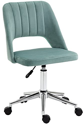 Vinsetto Sedia da Ufficio Ergonomica e Girevole, Sedia Imbottita per Scrivania con Altezza Regolabile, Verde Petrolio 49x60x79-91cm