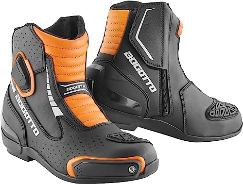 Bogotto Cartagena perforierte Motorrad Stiefel, schwarz/orange, 42
