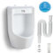 Urinal Kunststoff Pissoir mit Schlauch, Urinalsieb & Zubehör - Herren Männer WC Set Steh Klo Urinalbecken, Plastik Wand Pisuar für Garten Toilette Haus, Camping, Baustelle - weiß PVC