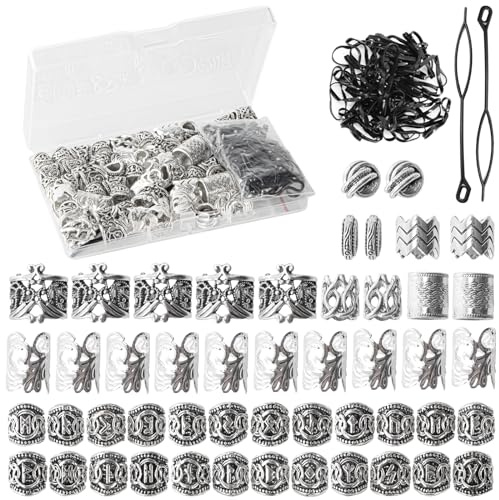 81PCS Viking Hair Beads & Beard Ornaments Set - Premium Hair Jewelry and Dreadlock Accessories, Loc Jewelry for Women, Braid Accessories, Beard Beads for Men, Braids, Locs, Viking Jewelry Enthusiasts