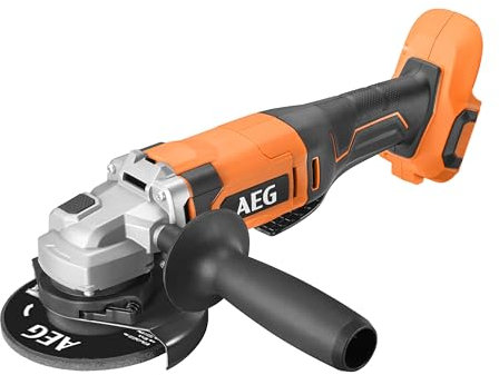 AEG - Smerigliatrice wireless da 125 mm 18 Volt [PRO18V] - Cambio lama senza attrezzi - Viene fornito con un alloggiamento e un disco (senza batteria) - BEWS18-125X2-0