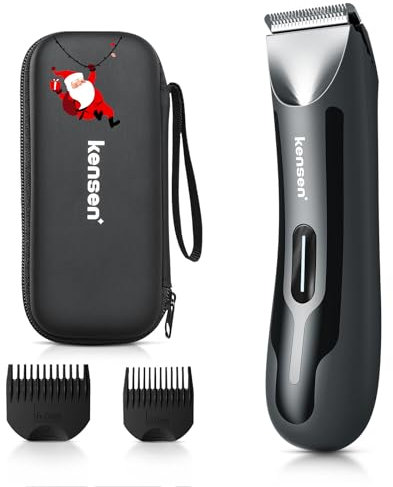 Rasoio Elettrico Corpo Uomo Display a LED 100 Minuti di Autonomia kensen Rasoio Corpo Uomo Impermeabile Depilatore Intime Wet&Dry Rasoio Parti Intime con Pettini Regolabili 3/5 mm per Corporeo