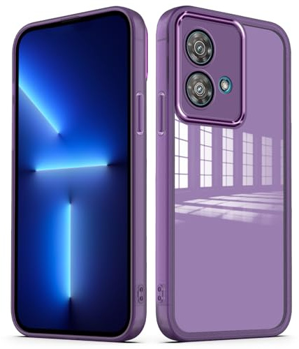 YUXING Funda para Motorola Edge 40 Neo Carcasa Transparente con Película Protectora de Lente Ultra Delgado Antichoque Bumper Slim Case - Púrpura