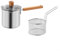 Eficiente olla para freír con cesta coladora, ideal para pepitas de pollo y anillos de cebolla (A)