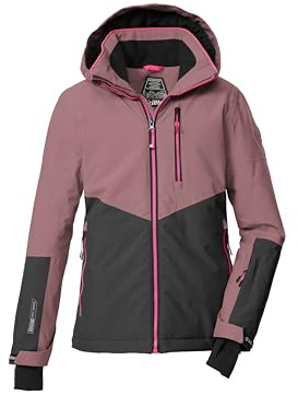 killtec Mädchen Skijacke/Funktionsjacke mit Kapuze und Schneefang KSW 207 GRLS SKI JCKT, puderrosa/dunkel stein, 164, 43561-000