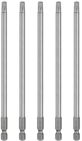 sourcing map Lot de 5 embouts de tournevis à tête Torx T30 6,35 mm Tige hexagonale de 150 mm de long Magnétique sans trou Inviolable 6 points Étoile Tournevis de perceuse forets en acier S2